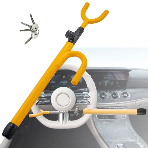 iMonse Lenkradschloss für Autos, Sicherheits-Bremspedalschloss, Diebstahlsicherung, Auto-Gerät, verstellbare Länge, passend für Abstand von Lenkrad zu Pedal innerhalb von 53,3 cm bis 76,2 cm