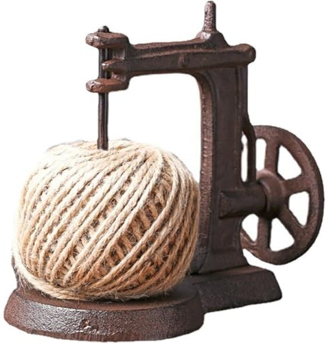 Hrippy Cast Iron Garden Twine Holder Set, Cast Iron Hemp Rope Roll Holder with Scissors Figurines for Crafting, Gardening