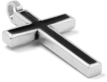 Colgante cruz hombre - Colgante hombre con cruz de plata e interior en color negro azabache - Se envía en una caja de regalo