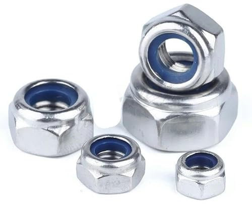 2/5/20/50 Stück DIN985 M2 M2,5 M3 M4 M5 M6 M8 304 Edelstahl Nylon selbstsichernde Sechskantmuttern Kontermutter Slip Lock Nut-M5-50 Stück