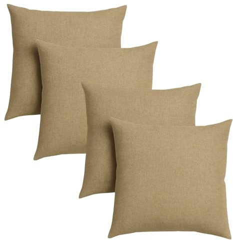 sleepling 4er Set Sofakissen 40x40 cm, Kissen, Braun | Zier aus robustem Polsterstoff , 40 x 40 cm, Deko für Sofa, Couch , Polster, Made in EU, 4 Stück