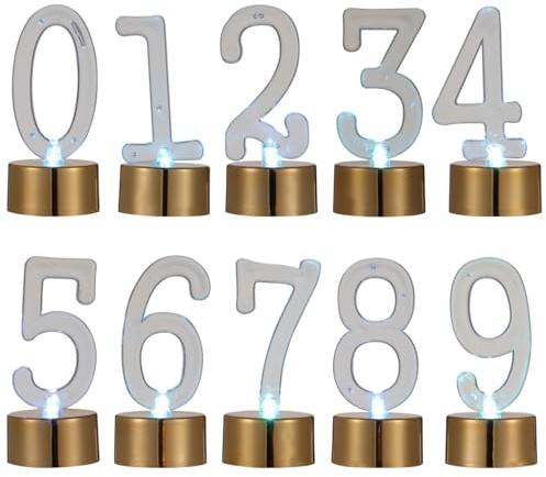 Zerodeko Lot De 10 Bougies Led Numériques Dorées Sans Fumée, Lumière Décorative D'anniversaire, Sans Flamme, Sécurité Famille Et Animaux, Décoration Fête Garçon Et Filles
