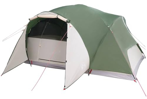 vidaXL Familienzelt, Gruppenzelt mit Belüftung Insektenschutz, Campingzelt für 8 Personen Wasserdicht, Trekkingzelt Outdoor Zelt Leicht Tragbar, Grün