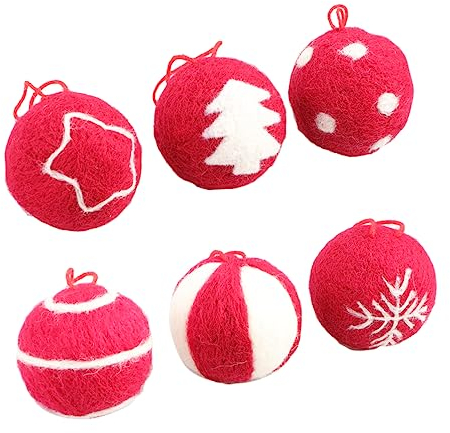 Alipis Weihnachtsbaum Anhänger aus Wolle mit Aufhängeband 6 Stück Handgefertigte Wollkugeln für Weihnachtsdekoration zu Hause und Garten Zufälliger Stil