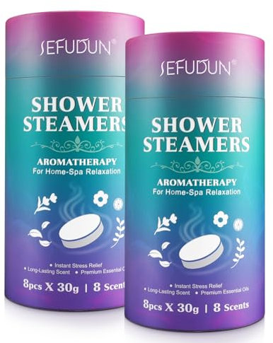 Shower Steamers Aromatherapy 8 Packs, Long-Lasting 8 Scents Shower Bombs with Essential Oils for Home-Spa Relaxation, Stress Relief Shower Tablets, Shower Bombs Aromatherapy, Gifts for Friends (2PCS)