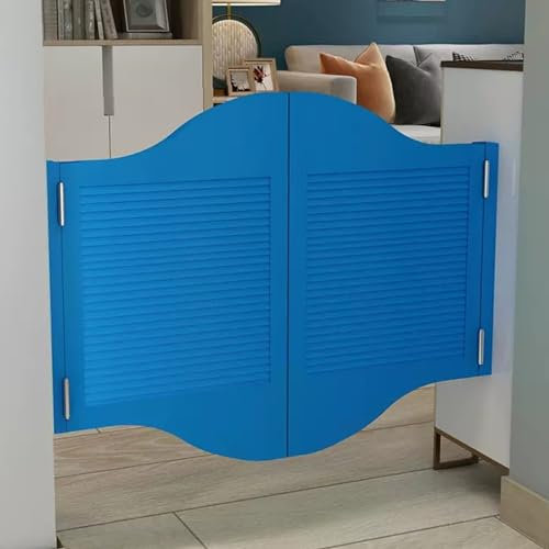 YUGXTH Schwingtür Cafétüren, Retro Louvered Saloon Pendeltür mit Scharnieren, Doppelt Offen Massivholz Halbe Taillentür, Massivem Holz Sichtschutz-Trennwand Türen (Color : Dark Blue, Size : W 43 xH