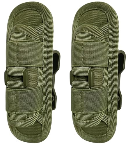 MUCHER 2 Pack Taktische Taschenlampe Holster Tasche 360 Grad Drehbarem Molle Taschenlampe Tasche Klein Taschenlampenhalter Gürtelhalterung Tasche für Outdoor Wandern Jagdcamping Training