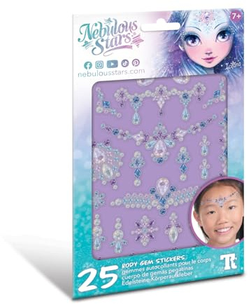 Nebulous Stars 11451 - Body Gem Stickers, 25 Stück, Selbstklebende Edelsteine für Gesicht, Nägel und Körper, schillernde Farben, Glitzersteine zum Basteln UVM., Sortiert