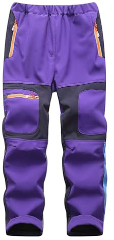 Yenwits Kinder Softshellhose gefüttert Skihose wasserdicht Thermohose Wanderhose Trekkinghose Schneehose Winter Outdoorhose Cargohose für Jungen und Mädchen