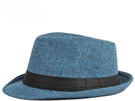 FULUJIDI Fedora Trilby Filzhut Hut Männer Hüte Britische Retro Jazz Hüte Outdoor Freizeit Sonnenblende Strand Hut Frauen Panama Sommer Hut Blau