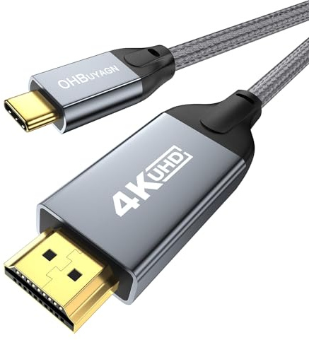 OHBUYAGN Cable USB C a HDMI 4K a 60Hz, UHD Thunderbolt 3/4 a HDMI, compatible con iPhone 15 Series, MacBook Pro/Air, Mac Mini, iPad Pro/Air/Mini, Surface, XPS, Galaxy, etc. 2 m