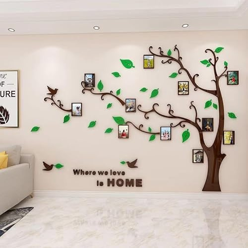 Purekay Pegatinas de Pared 3D Árbol Familia Marco de Fotos DIY Murales Stickers Grande Vinilos Adhesivos Pared Decorativos Salón Habitación Dormitorio Oficina Pegatinas (Verde Derecho, L)