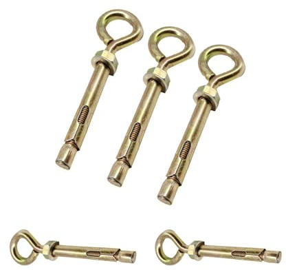 5 pernos de anclaje de expansión para M8, pernos de protección ocular, pernos de tornillo de expansión, anclajes de manga resistente, pernos de elevación de anillo con ganchos cerrados para fijaciones