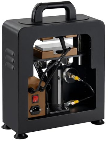 ZyKnaurral Pressa idraulica per colofonia da 10 T, estrattore di colofonia da 900W, Doppia Piastra riscaldante da 6 * 12 cm con manometro accurato per Una pressatura efficiente
