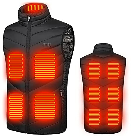 EMATOP Gilet Riscaldabile da Uomo e Donna, Caldo Invernale, Elettrico, per Lo Sport, Leggero, Senza Maniche, per Esterni, Con Colletto Alto, Regolabile, Temperatura, 03-Nero, XL