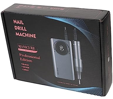 Fresa Unghie Portatile Argento in Abs e Lega di Alluminio | Penna per Manicure Domestica, Testina ad Alta Velocità, per Limatura Quotidiana