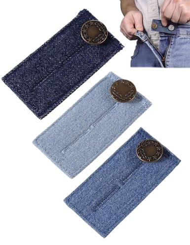LOZTBUE Extensiones de pantalón de 3 Piezas Extensión de Cintura elástica Ajustable Extensión de cinturón Extensión de Cintura para Pantalones de Mujer