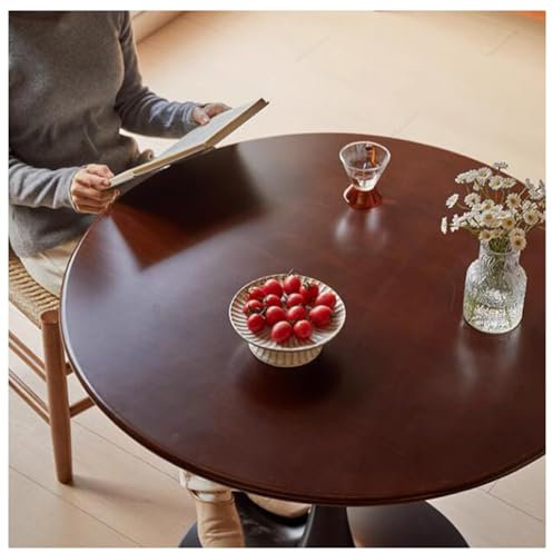 Mesa de comedor de madera maciza con base de tulipán y tablero de nogal, estilo de mediados de siglo, ideal para el hogar comedor o cafetería, 100 x 100 x 73 cm, color: B