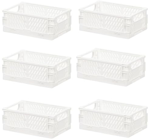 CNKHDZ 6 Stück Klappbox Klappkiste Weiß 20×14×9 cm Klappboxen Faltbar Stabil Klappkorb Faltbar Klappkorb Aufbewahrungsbox Boxen Aufbewahrung für Küche,Arbeitszimmer,Büro