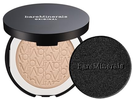 bareMinerals Original Pressed Powder Foundation Mineral SPF 15 – Talc-Free, Natural Matte Finish, Buildable Coverage, Vegan, Clean Beauty