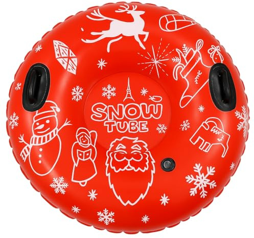 Snowrider Pneu à neige gonflable avec poignées, luge gonflable, avec laisse amovible, pneu de luge avec siège rembourré, pour enfants et adultes