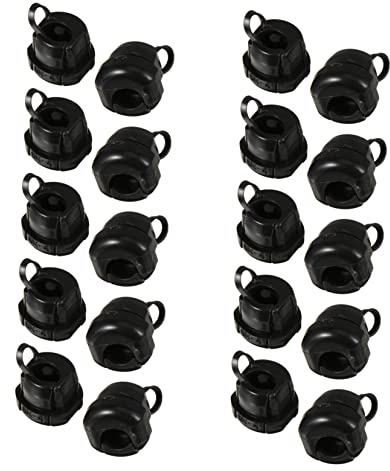 Hohopeti Schwarze Nylon Kabelverschraubung mit Zugentlastung | Runde Ausführung, für Kabel und Wellen, 20 Stück Pack, Vibrationsabsorbierend
