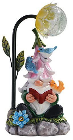 Garden Gnome Solar Light Resin Solar Powered Gnome Garden Ornament Light up Garden Gonk LED Garden Light for Yard Decor Style2 Spring Gardening Tool