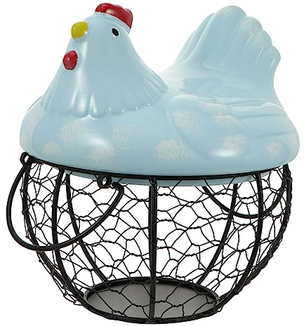 Gatuida Egg Holder Storage Iron Chicken Shape Basket Grey Egg Rack Holder Kitchen