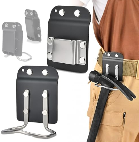 Clip-on Werkzeug Gürtelclip & Hammerhalter für Gürtel, 2 Sätze 304 Edelstahl Werkzeugclips für Hammerholster Haken Clips Werkzeuge, für Akkubohrer, Schlagschrauber, Nagler, Maßband, Hammerhalter