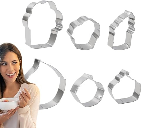 Fun Cookie Cutter, dolce taglierina per biscotti, in acciaio inox, 6 pezzi, per compleanno, per la cucina, per la famiglia, gli amici, la casa, i matrimoni, le feste