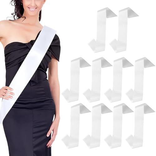Genérico Banda Blanca - Banda Ceremonial Para Hombro,Cintas de Satén Anchas Multiusos para Bodas, Fiestas de Graduación, Eventos y Decoración