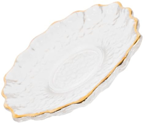 Amosfun Piattino da tè in Vetro Trasparente Bordi Dorati, Sottobicchiere Resistente al Calore, Compatto e Leggero, per Tazze da tè, Uso Domestico e Ristorazione