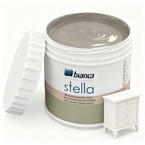 Bianca Stella Furniture Paint Without Grinding - Water-Based Perfumed Furniture Paint for Wood, Kitchen Cabinet, Table, Chair - Taupe Beige, Glossy, Scratch-Resistant, High Coverage, 500 ml