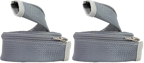 REV Kabelschlauch - Kabelstrumpf mit Reissverschluss, 150cm x Ø 4,5cm, grau (Packung mit 2)