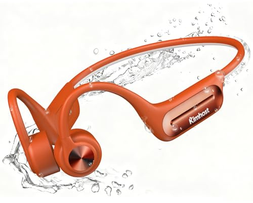 KIM HOST Cuffie, cavo osseo, Bluetooth 5.4, IP68, impermeabile, 32G, MP3, subacqueo, per nuoto e corsa