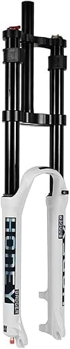 CFDZCP bike forks 26 27.5 29 Inch Double Shoulder DH/XC MTB Downhill Air Fork ，Travel 140mm Rebound Adjust 1/1-8 Straight Disc Brake Front Fork QR Manual Lockout(White,29inch)