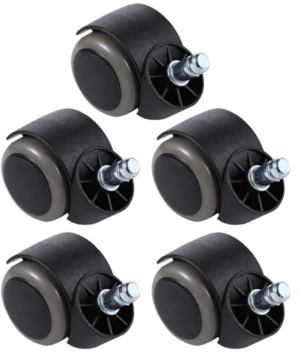 DOITOOL 5 Pièces Roues de Chaise de Bureau et Fonctionnement Silencieux en Nylon Noir Rotation Fluide Adaptées aux Sols Durs et Sols en Pierre pour Fauteuils et Petits Canapés