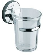 Vigour Clivia Glashalter aus Chrom inkl. Kristallglas, Schlichtes Design, passt zu jedem Bad!