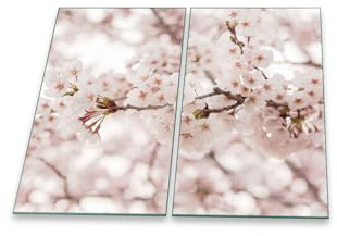 Herdabdeckplatte Abdeckung Ceranfeld Abdeckplatte Schneidebrett 2-Teilig 60x52 Kirchblütenbaum Rosa Spritzschutz Glasplatte Ceranfeldabdeckung Herdschutz Sicherheitsglas Glasschneidebrett 2x30x52