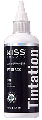Red by Kiss Tintation Semi-Permanent Hair Color, Aloe Vera Water Based, Argan Oil, Olive Oil, Collagen & Keratin, Long-Lasting Color Dye (Jet Black, 5 Fl Oz)