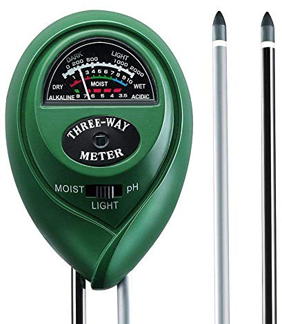 Boden-pH-Messgerät, 3-in-1 Pflanzenboden-Tester-Set, Licht- und pH-Säuretester, Pflanzenboden-Tester-Kit für Garten, Bauernhof, Rasen, drinnen und draußen (keine Batterie erforderlich)