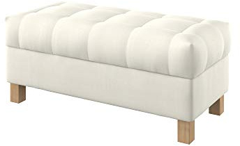 Furninero - Raffinierte gepolsterter Sitzbank Sitzhocker Sitzruhe Betthocker Ottomane, mit Stauraum, Quadratische Beine, 100 cm breit, Majestic Velvet Creme Stoff (Licht zu reinigende), Ecru