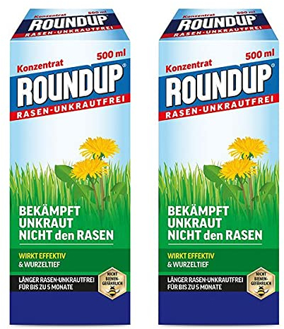 ROUNDUP Rasen-Unkrautfrei Konzentrat 1 l - zur Einzelpflanzenbehandlung von Unkräutern im Rasen