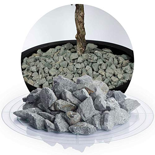 Schicker Mineral Diabas Ziersplitt grau 16-22 mm 25 kg, Naturstein Garten | Splitt für Steingärten, Beet, Gartenteich, Fassadenschutz, Weg-, Terrassengestaltung, robust, witterungsbeständig, farbecht