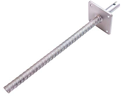 6 x PFOSTENTRÄGER MIT 11x11 CM PLATTE, DORN UND DOLLE - GESAMTLÄNGE 51,3 CM - STAHL VERZINKT