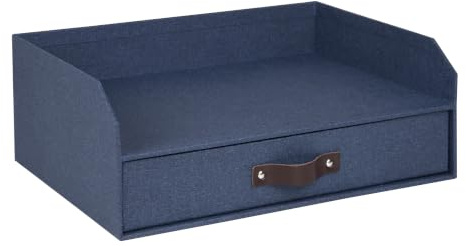 Bigso Walter Briefablage für Dokumente im A4- oder Briefformat, Papierablage, Organizer für den Schreibtisch mit Aufbewahrungsschublade und stabilen Gummifüßen, 33,3 x 25,4 x 13,2 cm, Blau