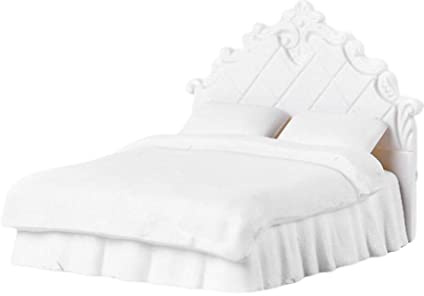 1:20 Puppenhaus Doppelbett mit Laken und, Puppenhaus Schlafzimmer Deko Zubehör, Weiß