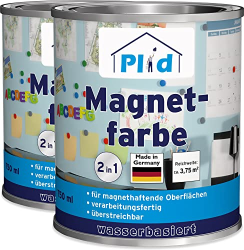 Plid® Vernice Magnetica Extra Forte Grigio Antracite 1,5L - Vernice magnetica, applicabile su pareti, mobili, legno, metallo, plastica e cemento. Colore grigio antracite, sovraverniciabile, resistente