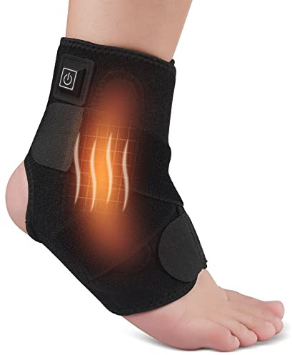 Beheizte Sprunggelenkbandage Links Rechts, Knöchelbandage Sprunggelenk Verstellbare, Fußbandage Sprunggelenk für Schwellungen Entzündung Gelenkschmerzen Wiederherstellung 3 Stufen Einstellbar