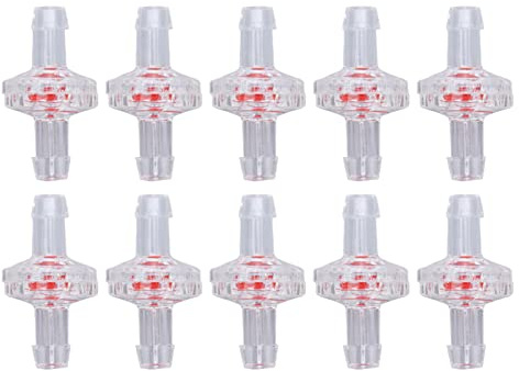 10 Stück 7mm Rückschlagventil 1-Wege-PP, Durchsichtig Kunststoff Schlauch Barb Rückkehr Inline Plug in Rückschlagventil für Wasser Kraftstoff Gas Flüssigkeit Luft